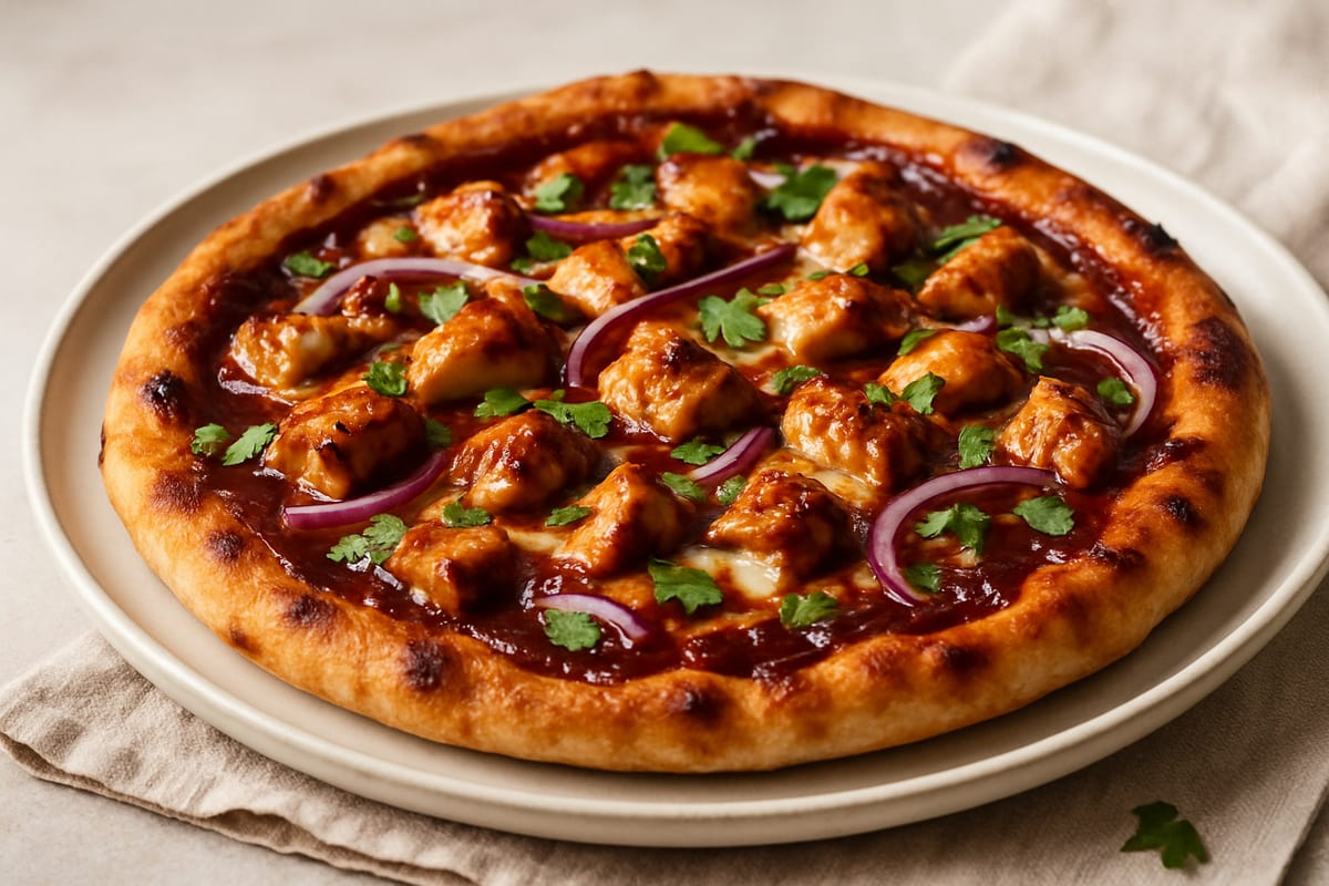 BBQ Chicken Pizza on Electric Grill — AI-generated food photo