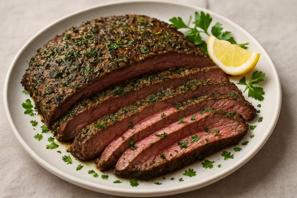 Grilled Herb-Crusted Flank Steak — AI-generated food photo