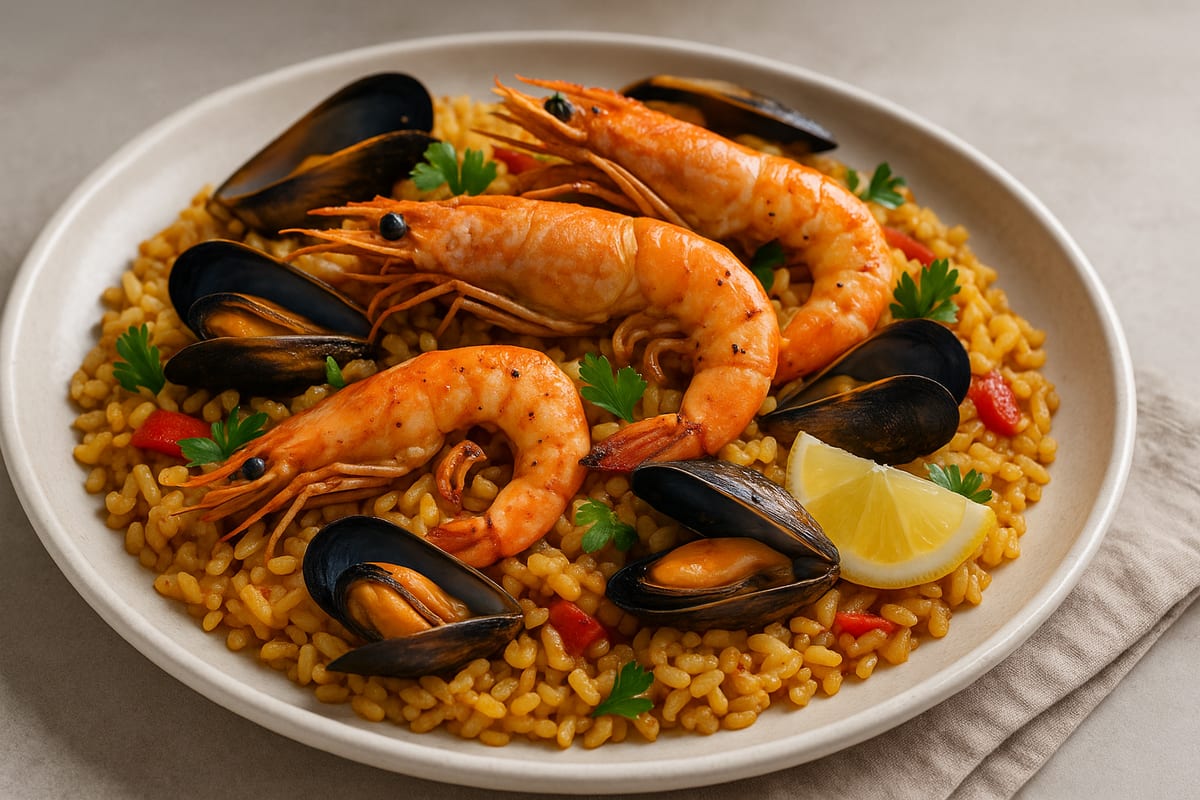 Electric Grill Seafood Paella — AI-generated food photo