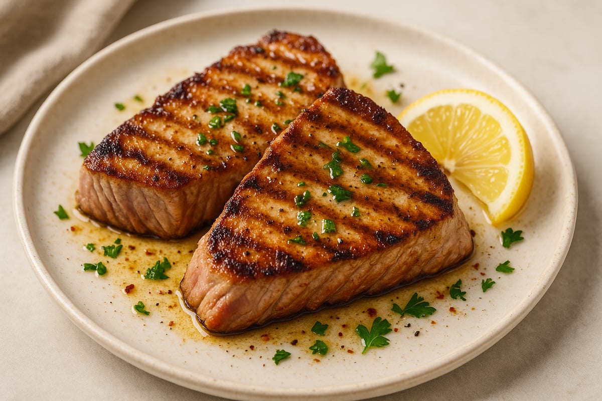 Sizzling Electric Grill Tuna Steaks — AI-generated food photo