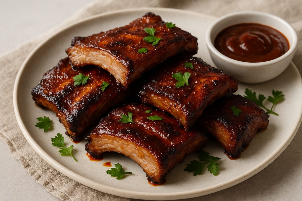Smoked BBQ Pork Ribs on Electric Grill — AI-generated food photo