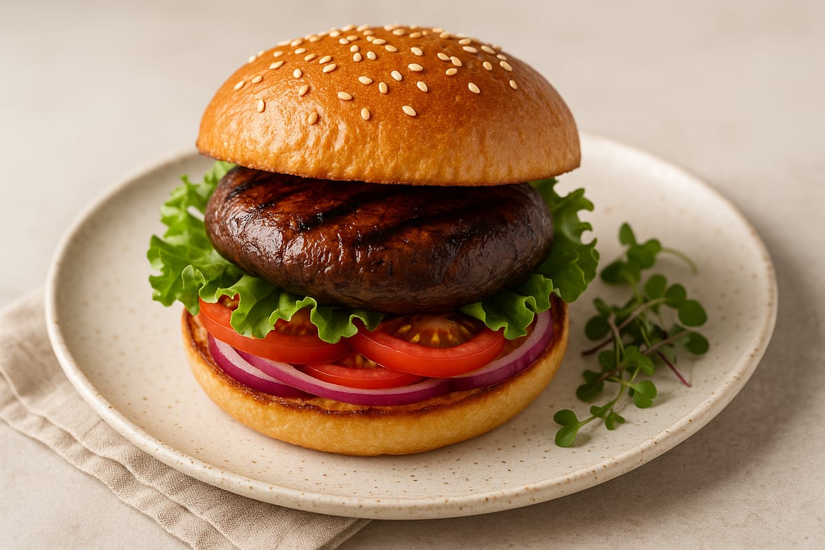 Vegetarian Grilled Mushroom Burger — AI-generated food photo